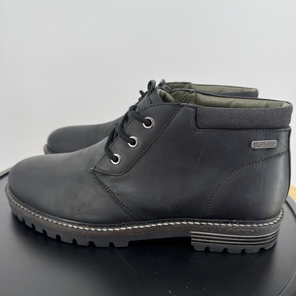 Barbour Boulder Chukka  Black  Leather Boots Size UK 7 EUR‎  41 -US 8 Tried On